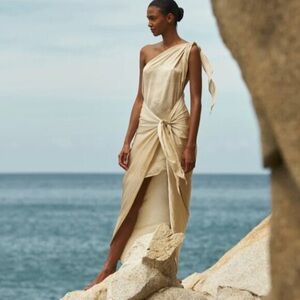 BAOBAB marea dress white satin wrap NWT
